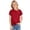 AA-Red, variante sur lcziwo Chemises pour Filles Été Mignon Dentelle Oeillet Col en V T-Shirts Uni Décontracté Manches Courtes Pétale T-Shirts Sorties Hauts Rose Vif Ofertas Relampago de Hoy