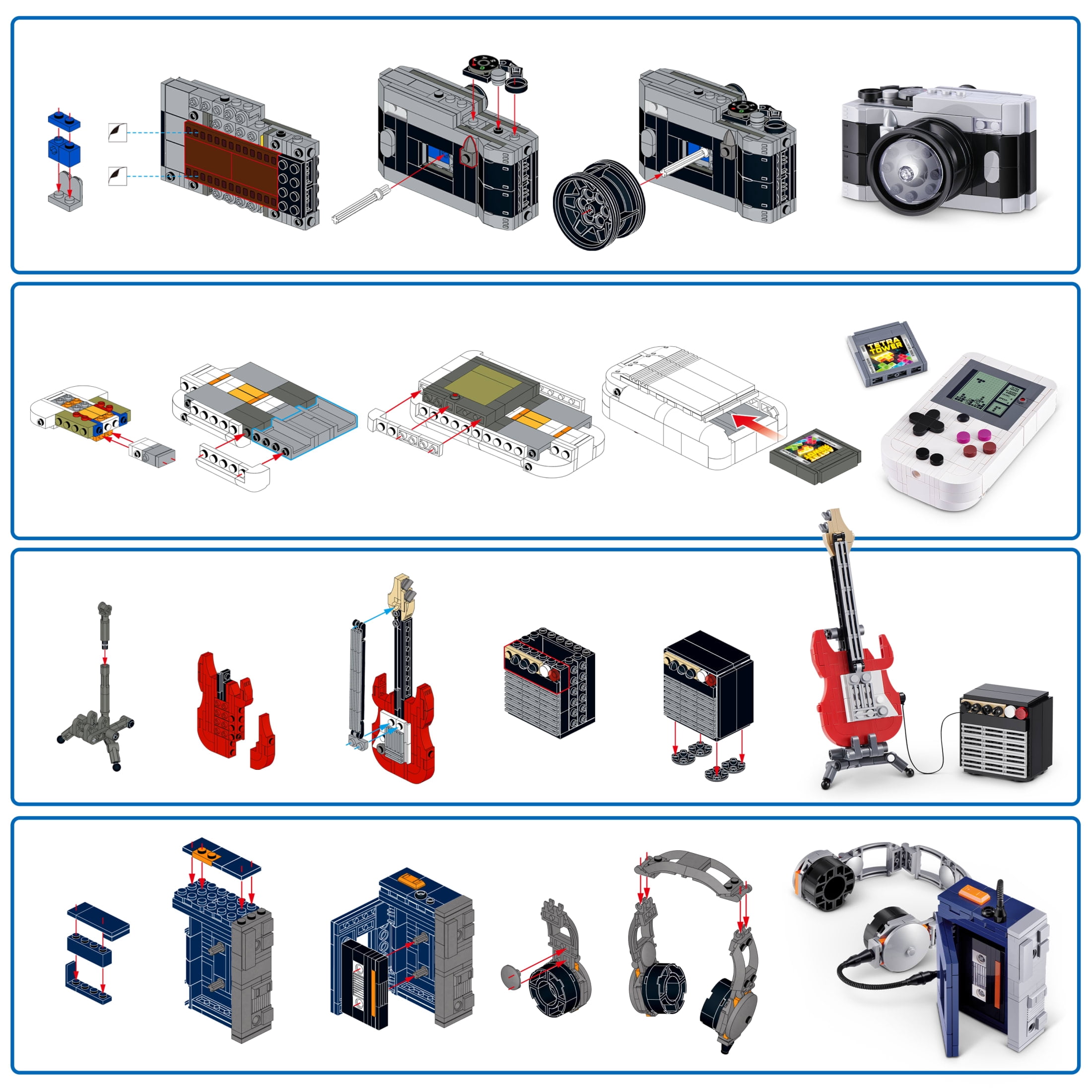 MAX Build More Premium Retro Series 2 (Camera) by ZURU : Jouet déballage avec mini briques à collectionner, jusqu'à 188 pièces, 4 designs à construire. Pour enfants, préados, adultes, dès 8 ans.