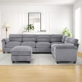 thumbnail image 2 of Bonzy Home Convertible Sectional Sofa Couch for Living Room With Ottoman Grey, 2 of 7