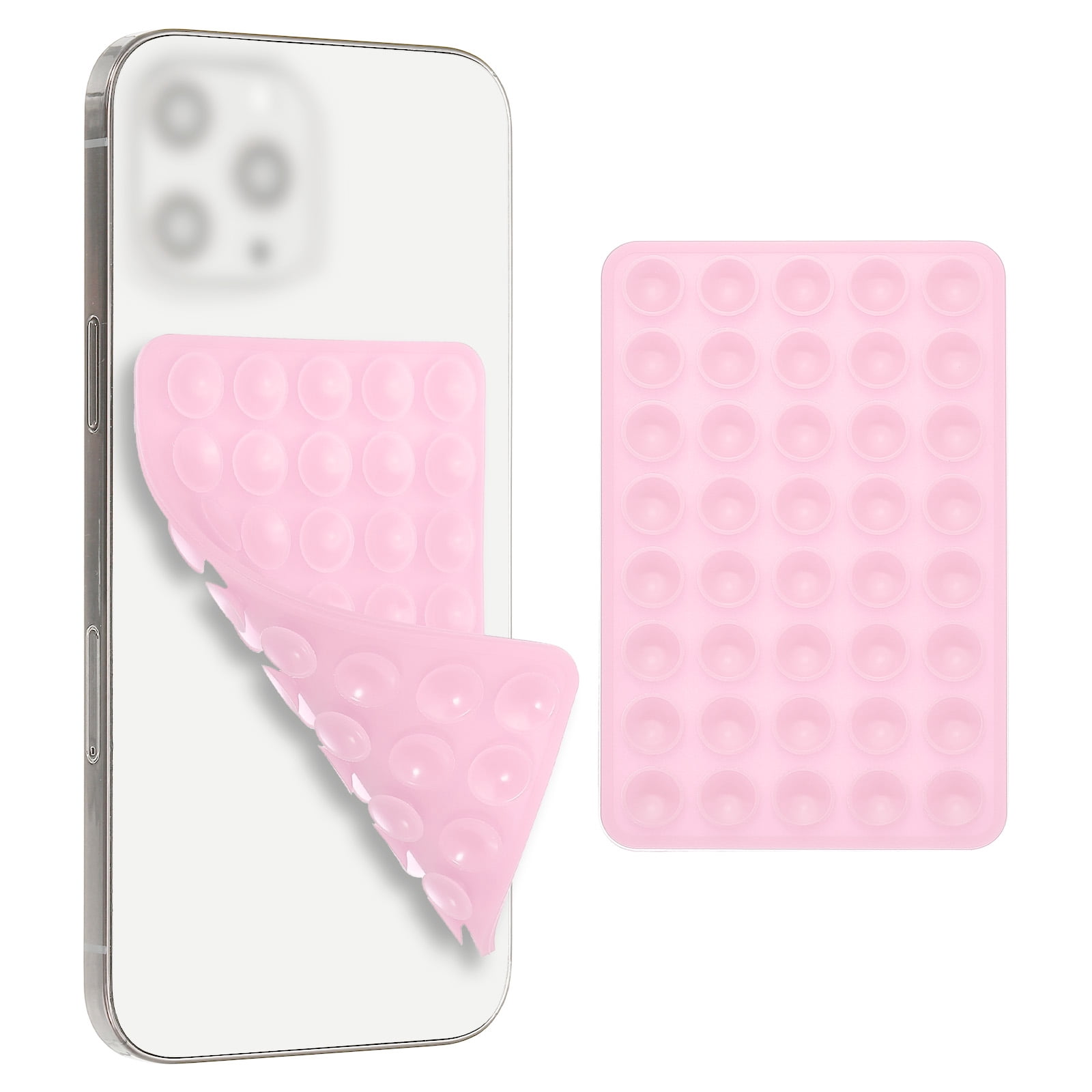 Uxcell 2 Pack Suction Phone Case, Back of Phone Suction Grip Suction Cup Phone Case Silicone Double Sided Mount Strong Grip Holder for Videos, Light Pink