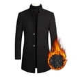 thumbnail image 1 of Innerwin Trench Coats Lapel Mens Jacket Work Long Sleeve Business Pea Coat Black (thickened) XL, 1 of 2