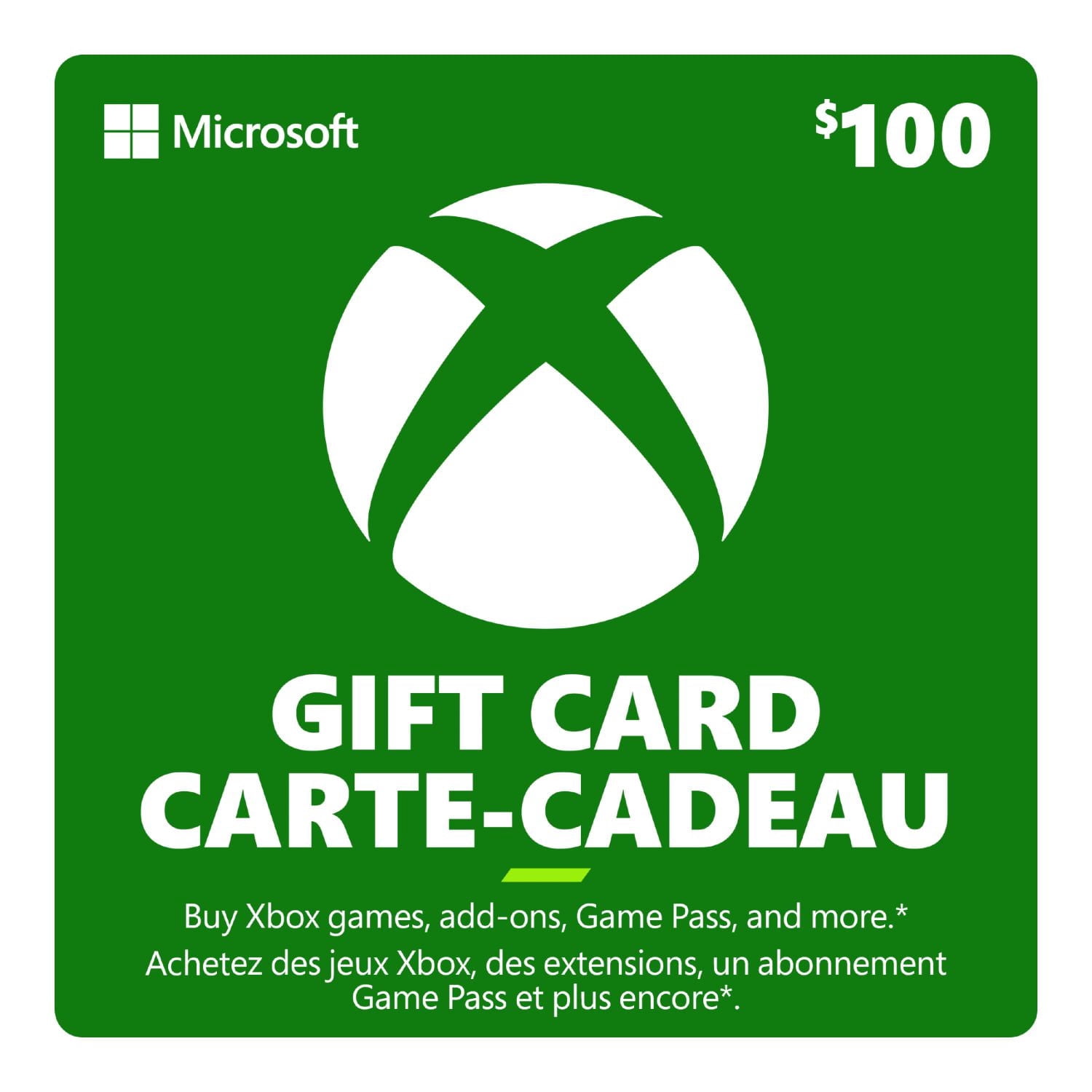 Carte-cadeau XBOX de 100 $ (code numérique)