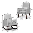 thumbnail image 2 of Patiojoy Set of 2 Dual-use Upholstered Rocking Chair with Wood Leg & Pillow Relax Sofa Chair Light Gray, 2 of 10