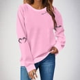 thumbnail image 2 of LMKIHUSA Chandail Graphique d'Halloween pour Femmes Saison Effrayante Squelette Cœur Chandail à Enfiler Hauts Manches Longues Col Rond Blouses Douces Décontracté Tendance 2025 Chandail Rose,TTG, 2 of 4