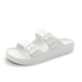 thumbnail image 1 of FUNKYMONKEY Sandales Confort pour Femmes à Double Boucle, Ajustables, Plates en EVA (8 M US-Women, Blanc), 1 of 2