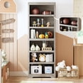 thumbnail image 4 of Tall Farmhouse Bookcase - 6 Tier Adjustable Open Bookshelf with Anti-Slip & Anti-Tip, Home Office, Living Room, Study, Balcony, Library, Hand-Grabbed Gray, 6 Layers, W600, 4 of 7