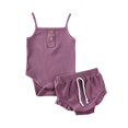 thumbnail image 3 of 2Pcs Baby Shorts Set Knitted Suspenders Jumpsuit High Waist Short Pants Girls Suits, 3 of 6