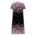 thumbnail image 4 of Babysbule Liquidation Robe d'Été Femme Mode Femmes Été Imprimé Décontracté Col en V Bouton Manches Courtes Vacances Poches Robe, 4 of 4