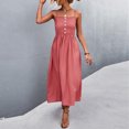 thumbnail image 2 of XZNGL Long Summer Dress for Women Summer Suspender Sling Dress Button Solid Casual Long Dress Casual Summer Dress for Women Long Dress for Women Summer Casual Dress for Women Summer, 2 of 7