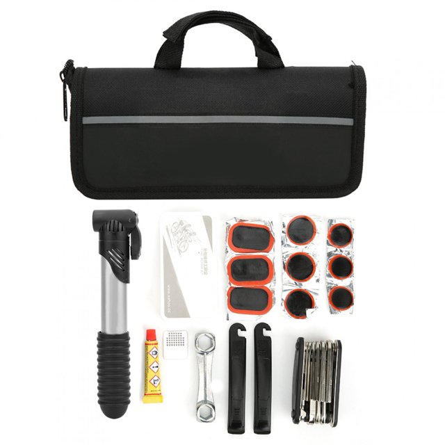 FLAMEEN Outil de Réparation de Pneus de Vélo, Kit de Réparation de Vélo Outils à Main Ensemble de Pièces de Quincaillerie Accessoires de Vélo de Montagne Multifonctions, Ensemble d'Outils de Réparation de Vélo