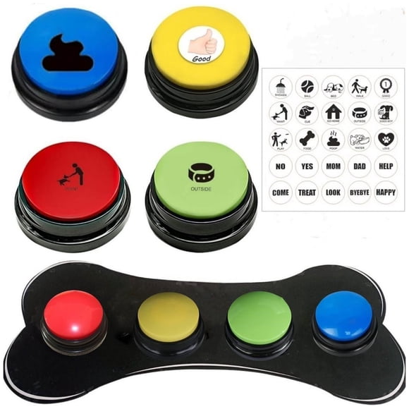 4Pcs Cat Puppy Buttons For Communication Recordable 30s Voice Talking Buttons Training Buttons For Cat Puppy (with Pad And Stickers) Italian Greyhound Accessories Accessories Dog Groomer Accessories