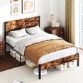 thumbnail image 1 of Costway Full Bed Frame with Tall Industrial Headboard Heavy-Duty Metal Slats Support Brown, 1 of 10