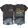 thumbnail image 2 of Meichang Hauts d'Été Décontractés pour Femmes T-Shirts Graphiques à Lettres Double Face Garçon Mama Ma Mama Mom Bruh Chandails Tees Manches Courtes Col Rond Hauts Gris Foncé TTG, 2 of 3