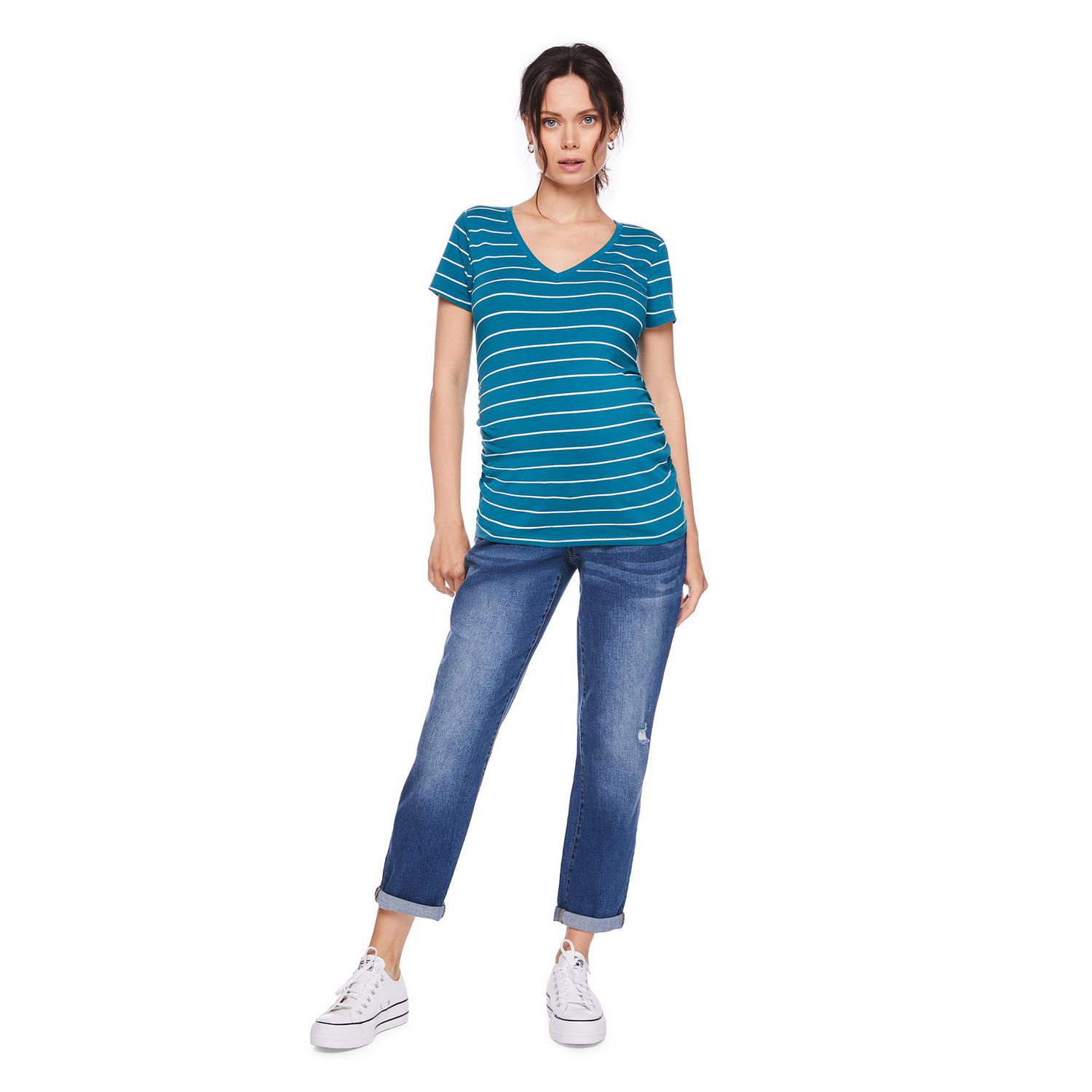 Paisley Sky Maternity Short Sleeve V-Neck Tee