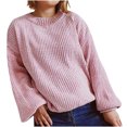 thumbnail image 1 of Timegard Chandails à Manches Longues pour Femmes Automne Hiver Décontractés Confortables Col Ras du Cou Manches Longues Bouffantes Hauts de Couleur Unie, 1 of 8