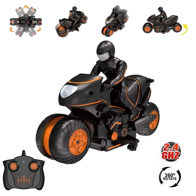 Motos Télécommandées Jouet Roues Articulées à 360 Degrés Rotation Dérive Moto Acrobatique Course Jouets de Moto pour Enfants (Vert)