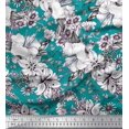 thumbnail image 1 of Soimoi Poly Georgette Fabric Leaves & Flower Floral Print Sewing Fabric Yard 42 Inch Wide, 1 of 3