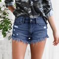 thumbnail image 2 of Birdeem Womens Stretchy Denim High-Waist Shorts Frayed Ripped Shorts with Pockets Pants, 2 of 7