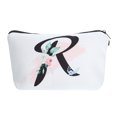 thumbnail image 1 of Unique Bargains Trousse de Maquillage Personnalisée Sac à Main Lettre R Petite Trousse Cosmétique Fermeture Éclair Trousse de Maquillage Monogrammée Pochette Blanc, 1 of 7
