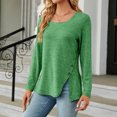 thumbnail image 2 of Timegard Hauts pour Femmes Col Carré à Boutons Manches Longues Fendu Confortable T-Shirt d'Automne Chic Décontracté Ample Hauts Blouse, 2 of 8