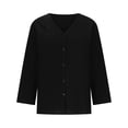 thumbnail image 4 of Timegard Womens Summer Tops V-Neck 3/4 Sleeve Button down Solid Color Lightweight Casual Loose Tops, 4 of 6