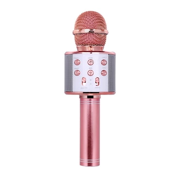 Microphone Sans Fil Bluetooth Professionnel Haut-Parleur Karaoké Lecteur de Musique KTV Enregistreur de Chant Microphone Portatif Or Rose