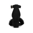 thumbnail image 2 of BLISSFUL STEP Women's Faux Fur Ankle Strap Block Heel Open Toe Sandals Black 6, 2 of 8