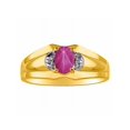 thumbnail image 1 of RYLOS Mens Rings 14K Yellow Gold Classic Design 7X5MM Oval Gemstone & Diamond  Star Ruby July Birthstone Ring Size 13, 1 of 7