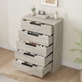 thumbnail image 3 of 5 Drawer Dresser for Bedroom, Gray Chest of Drawers with Embedded Handles, Wooden Dresser Organizer for Living Room, Nursery, Hallway and Entryway, 3 of 7