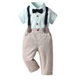 thumbnail image 1 of LSLJS Complet pour Garçons Costume Formel pour Enfants Complets pour Garçons Ados Décontracté T-Shirts à Manches Courtes Col Rond Col Bouton Pantalons Longs Ensembles Tenues de Gentleman Complets Complets pour Garçons Vêtements pour Enfants Tendance 2024, 1 of 5