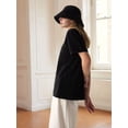 thumbnail image 4 of T-shirts à Manches Courtes Surdimensionnés pour Femmes, Col Ras du Cou, Coupe Ample, T-Shirt d'Entraînement, Hauts Décontractés d'Été, Coton, Noir, M, 4 of 8