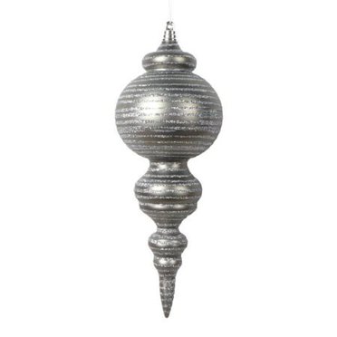 Vickerman 10" Matte Pewter Finial Ornament, 2 per Bag.