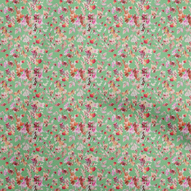 oneOone Polyester Spandex Sea Green Fabric Abstract Floral Sewing Craft Projects Fabric Prints By Yard 56 Inch Wide