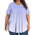 thumbnail image 2 of Plebaso Hauts pour Femmes Grande Taille Manches Courtes Blouses Plissées Décontractées Col Rond Été Tuniques Amples, 2 of 6