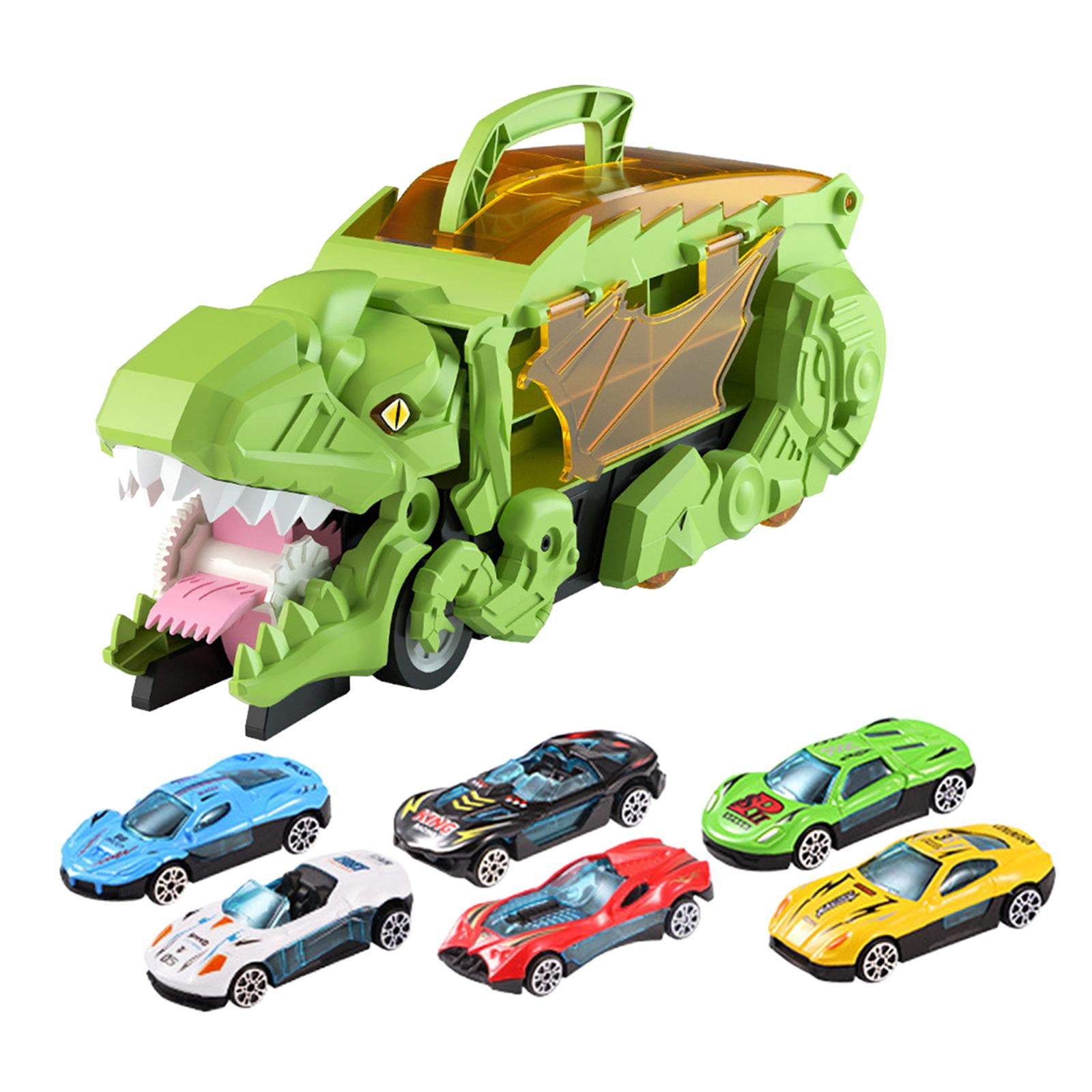 Transporter Truck Cars Jouets pour garçons de 3, 4, 5, 6 Ans, Camion de Course Pliable Double Couche avec 6 Voitures à Tirer - Jeux - Jouets