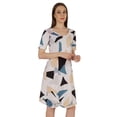 thumbnail image 3 of Moomaya Robe Midi en Jersey de Coton Imprimé pour Femmes, Col en V, Été, Manches Courtes, Longueur Genou, 3 of 4