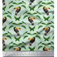 thumbnail image 1 of Soimoi Green polyester Crepe Fabric Toucan & Leaf Bird Print Fabric by the Yard 52 Inch Wide, 1 of 3