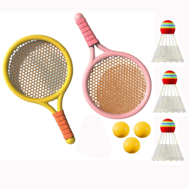 Lksixu Toddler Toys Educational Baby Toys Children Badminton Racket Set Double Tennis Rackets Parent Child Interactive Indoor Outdoor Elementary School Students Sports Toy Gift Learning Toys for Kids