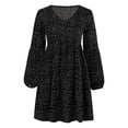 thumbnail image 4 of Robe à Manches Courtes Femme Décontractée à Pois Col en V Mini-Robe à Manches Courtes à Volants Robe Ample, 4 of 9