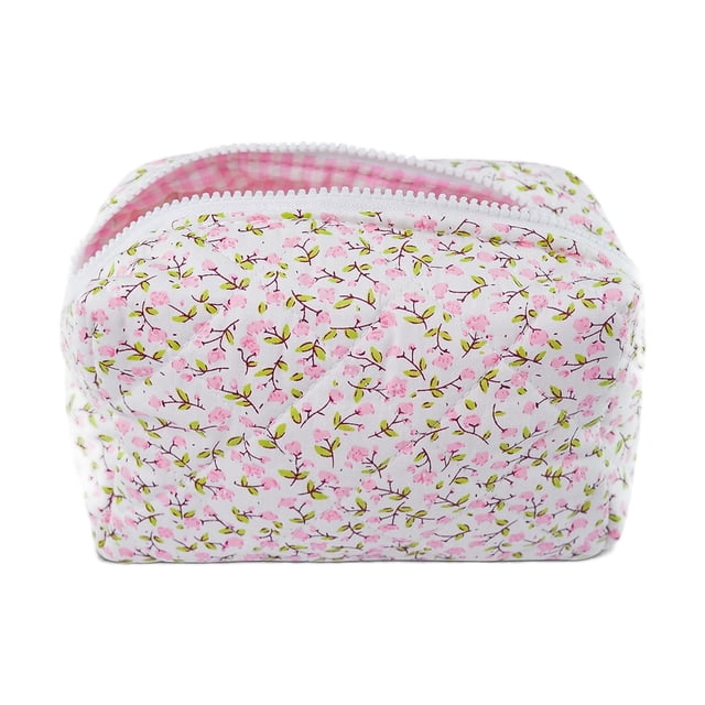 WMQPNNS New Trending Floral Print for Large Capacity Travel Makeup Organizer With Double Zipper Toiletry Pouch for Daily Use andMakeup Artists Storage