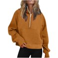 thumbnail image 1 of Half Zip Sweatshirt Women Plus Size Fleece Cropped Hoodies Pullover Fall Winter Warm Tops, 1 of 6
