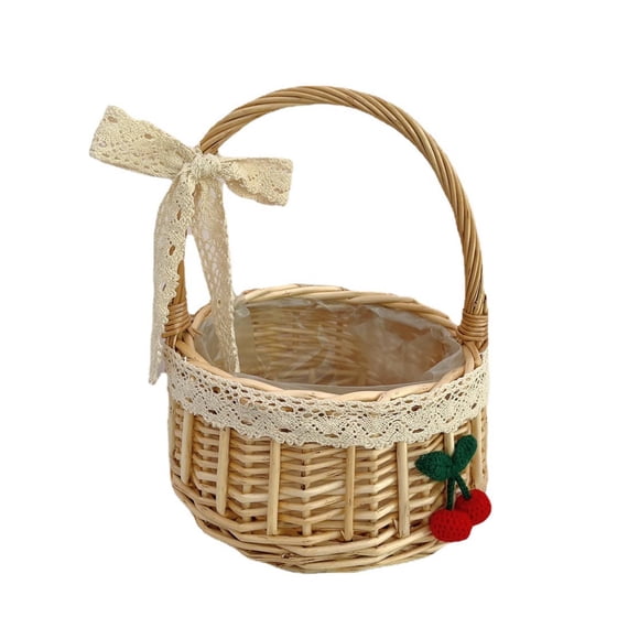 Home Textile Storage Handheld Woven Wicker Flower Candy Flower Arrangement Decoration Weaving for Children Picnic Fruit Picks Craft and Home Ideas