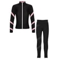 thumbnail image 4 of Yeahdor Kids Girls 2 Piece Figure Skating Training Suit Long Sleeve Zipper Jacket And Rhinestone Leggings Set Pink 8, 4 of 7