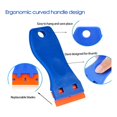 thumbnail image 3 of 3Pack Plastic Blades Scraper Tool No Scratch Sticker Removal Scraper for Cleaning Adhesive Label Decal Glue From,2 x plastic blade scrapers 1 x plastic scraper 10 x double-edged plastic blades,Blue, 3 of 7