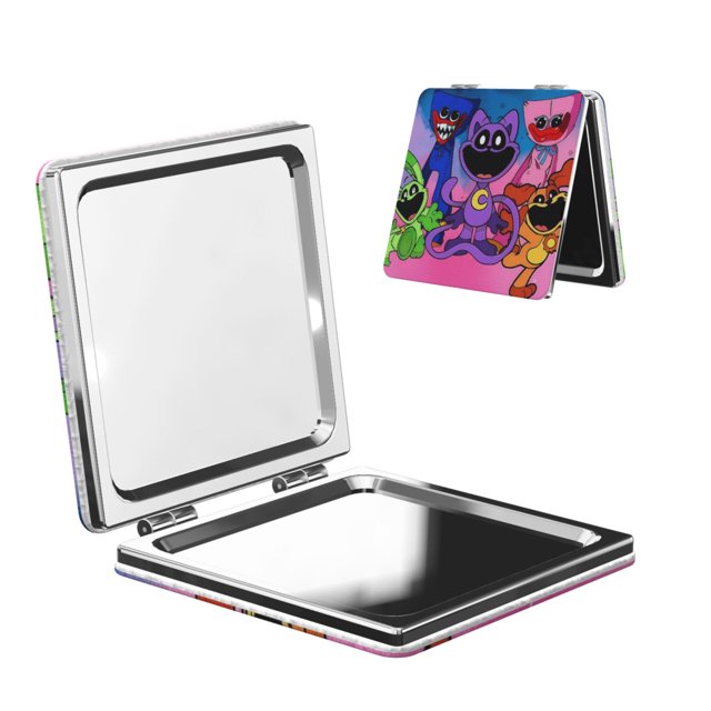 Zufioo Smiling Critters for Portable Pocket Makeup Mirror, Foldable Handheld Magnifying Beauty Mirror Suitable for Wallet Handbag for Women-Square