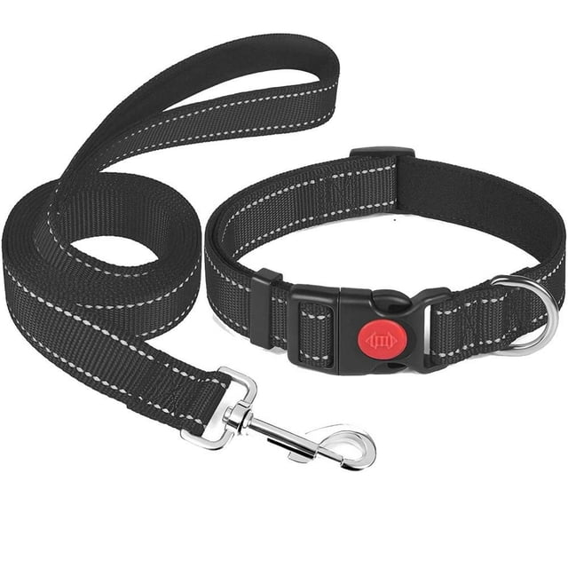 YOPTOP Pet Collars Puppy Leash Dog Collars for Small Medium Large Dogs with Leash Sets for Daily Walks(Red),black,M