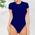 thumbnail image 4 of jovati T-Shirts pour Femmes Mode Mode pour Femmes Décontracté Col Rond Justaucorps Couleur Unie Aguichant T-Shirt à Manches Courtes Justaucorps à Manches Courtes pour Femmes T-Shirts pour Femmes à Manches Courtes, 4 of 6