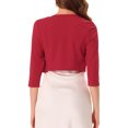 thumbnail image 3 of INSPIRE CHIC Boléro pour Femme à Manches 3/4 Sans Col, Plissé, Ouvert à l'Avant, Cardigan Court TG Rouge, 3 of 6