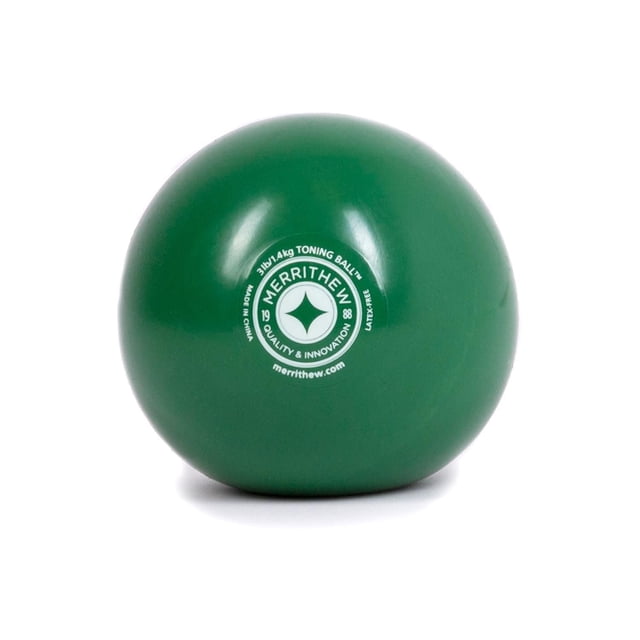 STOTT Balle de Tonification de PILATES (Verte), 3 Lb / 1,4 kg, une Balle d'Exercice Verte Lisse avec le logo Merrithew et des Détails de Poids en Blanc, Conçue pour Augmenter l'Intensité d'Entraînement et Tonifier les muscles pendant le PILATES, la barre et l'Entraînement d'Intervalle, Convient Aussi aux Exercices de Sculpture Ciblés.