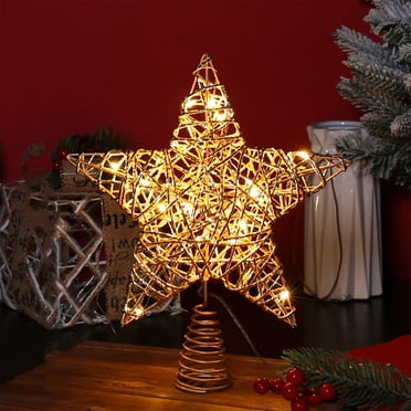 Rvkxad Étoile de Cime d'Arbre de Noël, Étoile en Fer à Cinq Branches avec Lumières pour Décoration d'Arbre, Cime d'Arbre en Métal, Étoile de Noël